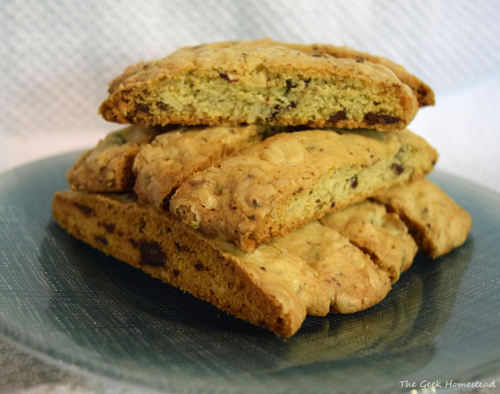 Almond Biscotti with Cocoa Nib Chocolate - The Geek Homestead